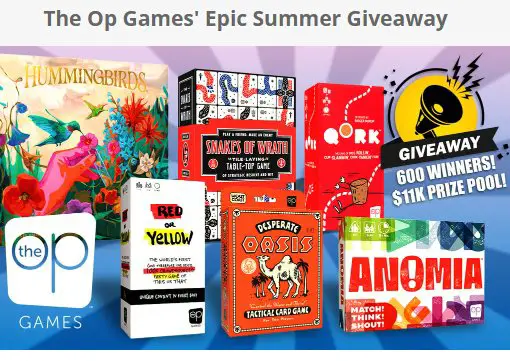 The Op Games’ Epic Summer Giveaway 2026 - Board Games Up for Grabs (600 Winners)