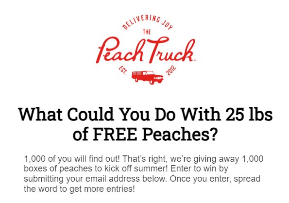 The Peach Truck Free Peach Boxes Giveaway – 25 lb. Boxes Of Peaches, 1,000 Winners