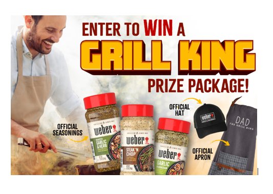 The Real Kitchen Grill King Prize Pack Giveaway - Win a Grilling Apron, Weber Grilling Seasonings and a Weber Hat