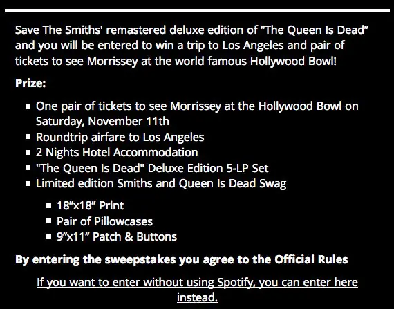 The Smiths LA Playlist Give Away Sweepstakes