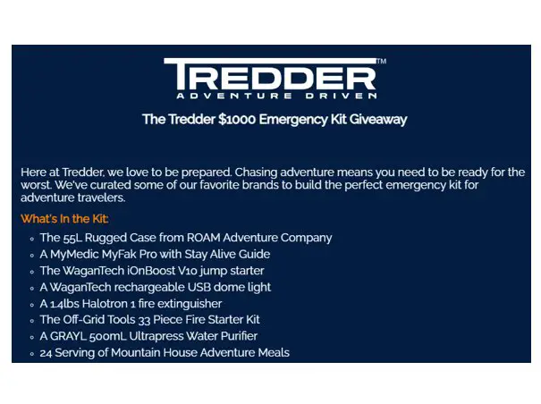 The Tredder $1000 Emergency Kit Giveaway - Win A $1,000 Emergency Kit For Adventure Lovers
