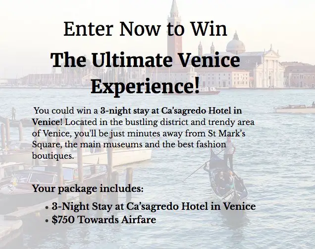The Ultimate Venice Experience Sweepstakes