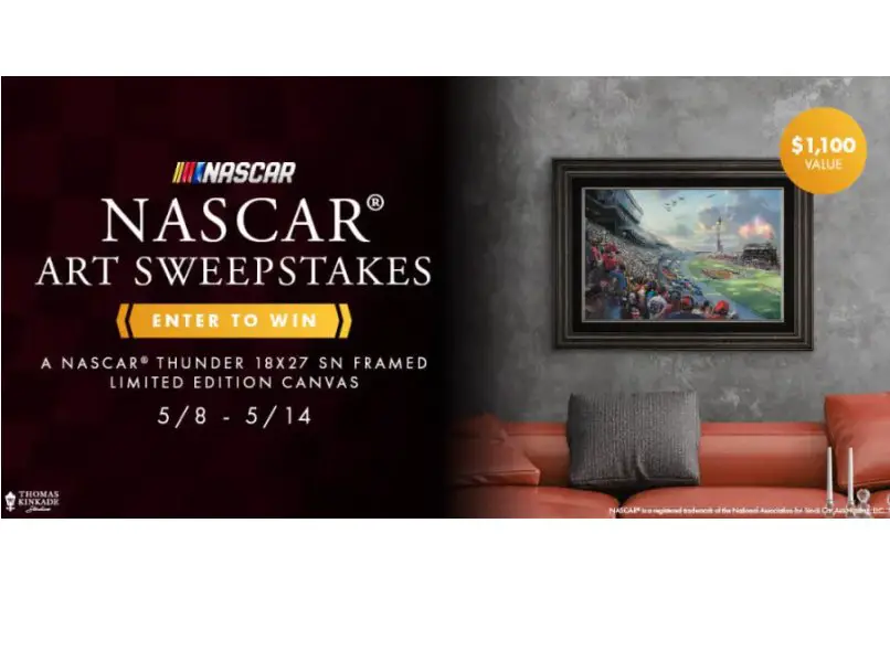 Thomas Kinkade Studios NASCAR Art Sweepstakes - Win A Framed "NASCAR Thunder" Painting