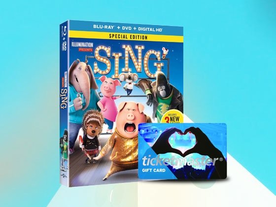 Ticketmaster Gift Card and SING on Blu-ray Sweepstakes