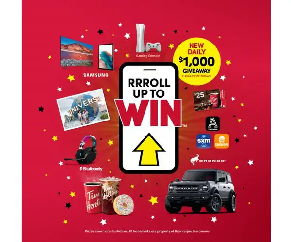 Tim Hortons 2023 Roll Up To Win - Win A 4-Door Bronco & A Trip To Universal Orlando For Four And More