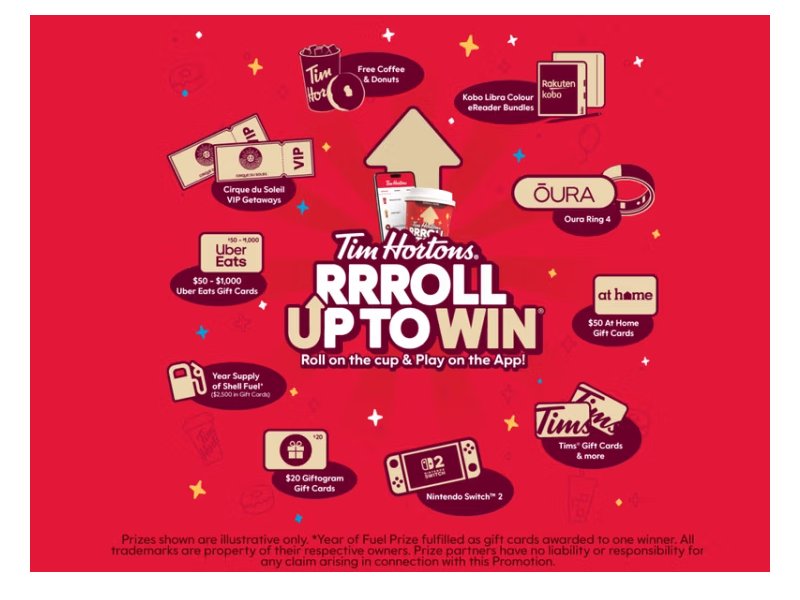 Tim Hortons Roll Up To Win - Win A Trip To Las Vegas, Nintendo Switch, Free Gas & More