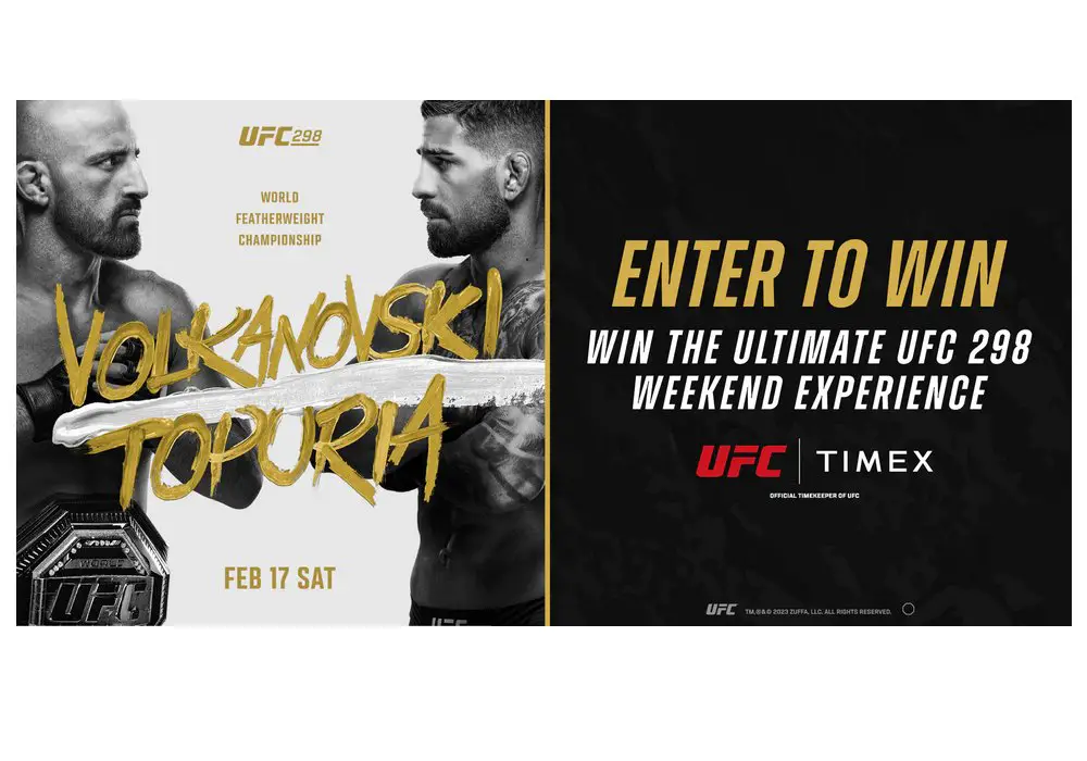 Timex Instagram 2024 UFC Weekend Experience At UFC 298 Sweepstakes - Win UFC 298 Tickets, Timex Watches & More (2 Winners)