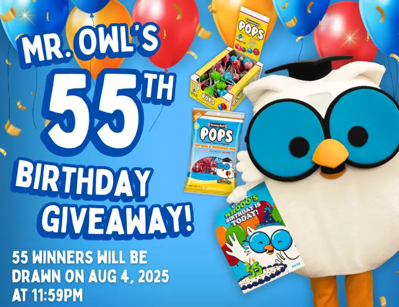 Tootsie Pops Mr. Owl’s 55th Birthday Sweepstakes - 55 Winners