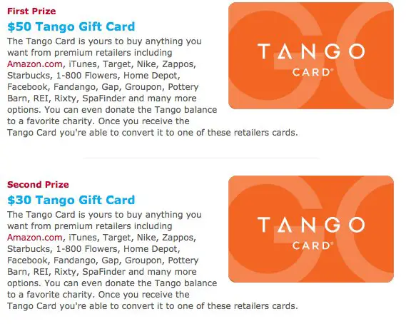 Top Tango Gift Cards Sweepstakes!