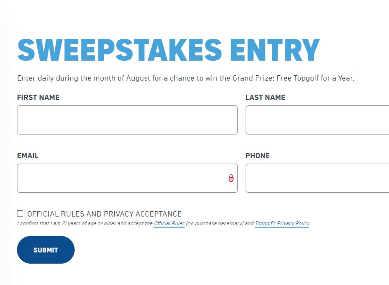 TopGolf Summer Instant Win Game & Sweepstakes - Win Free TopGolf For A Year & More