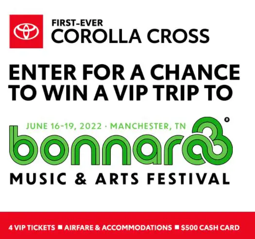 Toyota Sweepstakes - Win A Trip For 4 People To The Bonnaroo Music Festival