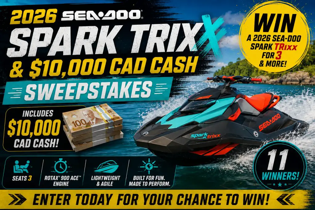 Tractor Boys 2026 Sea-Doo Spark Trixx & $10,000 CAD Cash Sweepstakes – Win A 2026 Sea-Doo Spark Trixx for 3 & More (11 Winners)