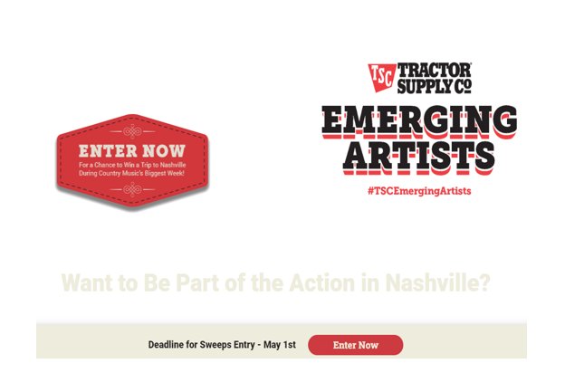 Tractor Supply & Opry Entertainment Emerging Artists Sweepstakes - Win A Trip For 2 To Nashvilles
