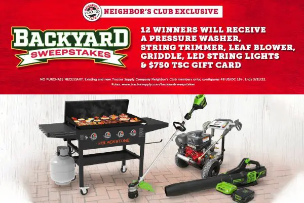 Tractor Supply Sweepstakes - Win 1 Of 12 $1900 Prize Package In The Backyard Sweepstakes