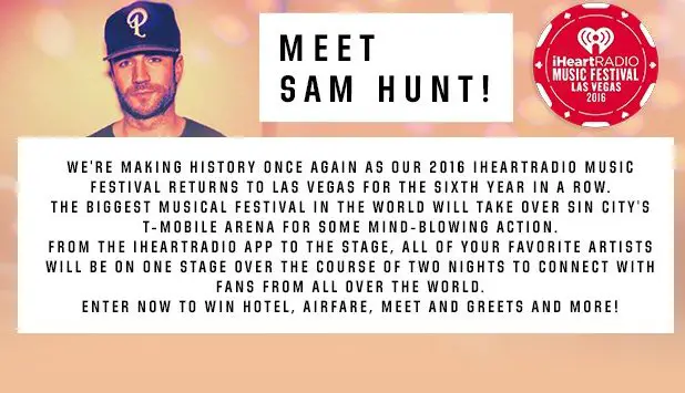 Travel and Meet Sam Hunt!
