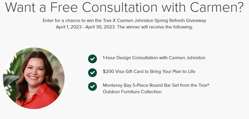 Trex Carmen Johnston Spring Refresh Sweepstakes - Win A $2,000 Prize Package