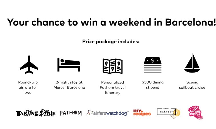 Trip to Barcelona 2016 Sweepstakes!