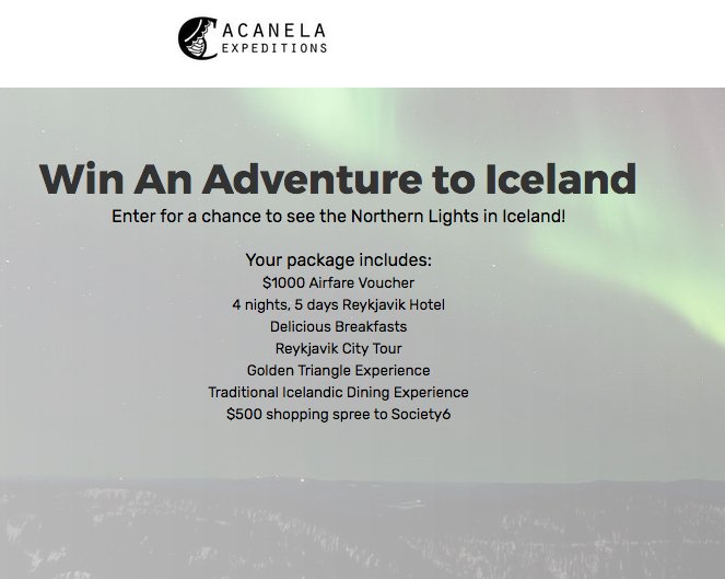 Trip For 2 To Iceland Sweepstakes