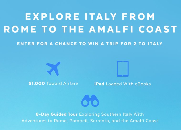 Trip For 2 To Italy Sweepstakes