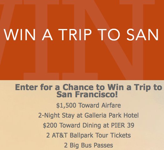 Trip To San Francisco Giveaway