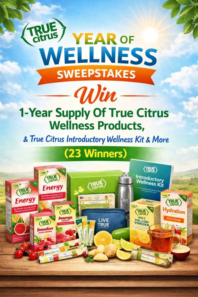 True Citrus Year of Wellness Sweepstakes – Win 1-Year Supply Of True Citrus Wellness Products & More (23 Winners)