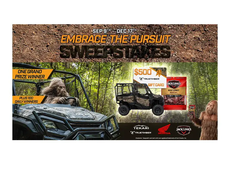 TrueTimber Embrace The Pursuit Sweepstakes - Win A Honda ATV, Gift Cards And More