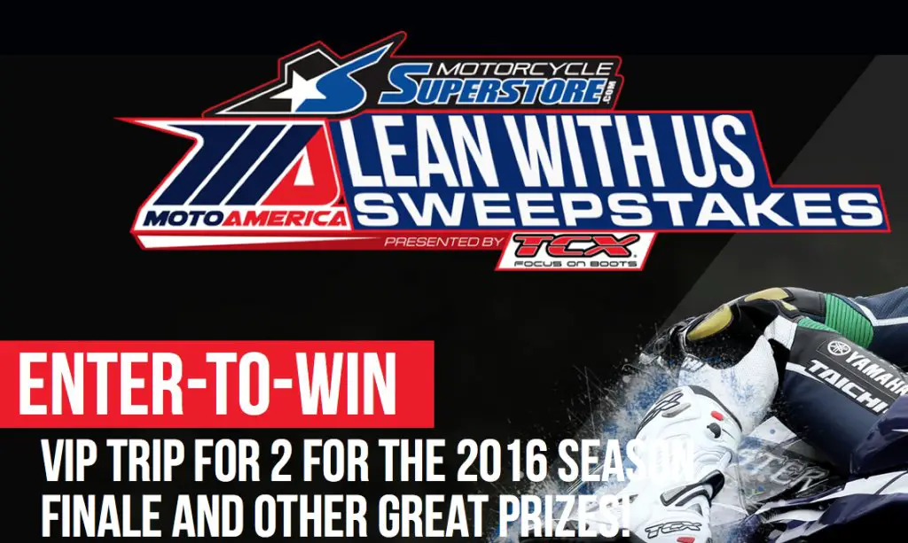 Try this $2,963.99 MotoAmerica Lean With Us Sweepstakes!