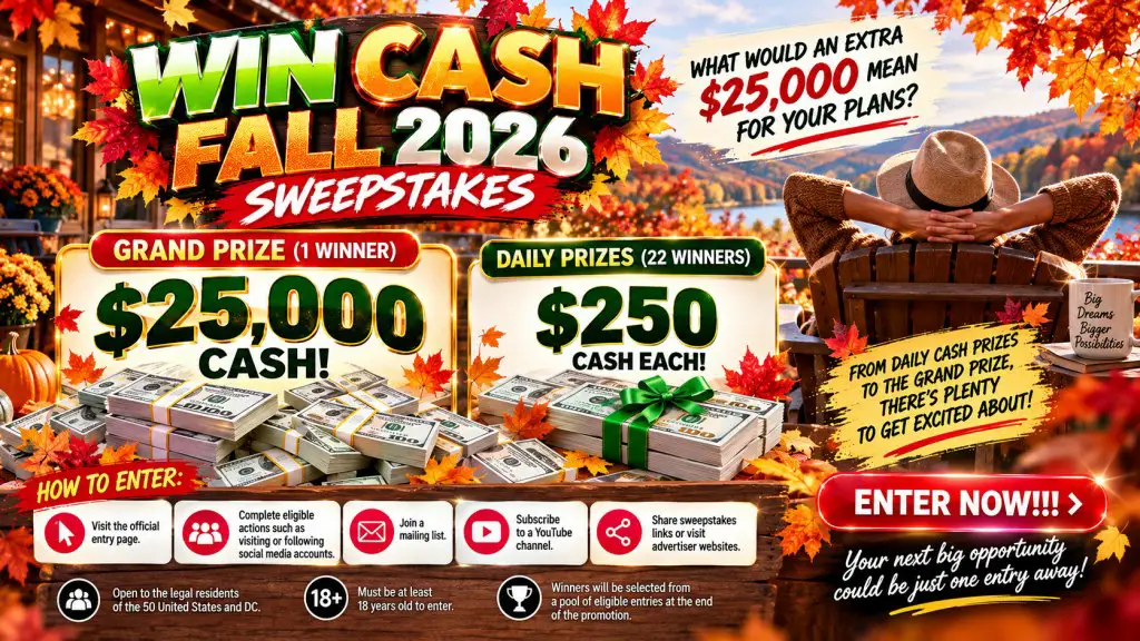 TSM Interactive Win Cash Fall 2026 Sweepstakes – Your Shot At $25,000 Cash Or $250 (23 Winners)