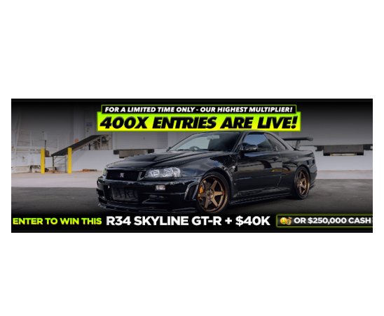 Tuner Cult Sweepstakes - Win a Nissan Skyline GT-R or $250,000 Cash