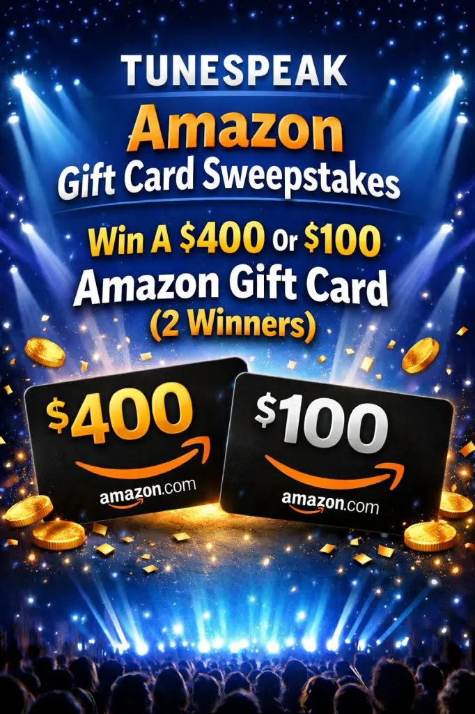TUNESPEAK Amazon Gift Card Sweepstakes – Win A $400 Or $100 Amazon Gift Card (2 Winners)
