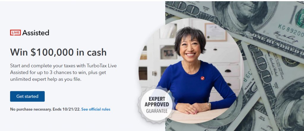 TurboTax Live Assisted Sweepstakes - $100,000 Cash Prize Up For Grabs