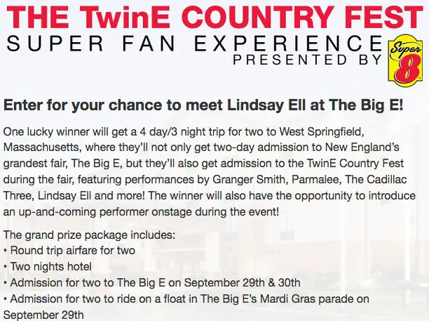 TwinE Country Fest Super Fan Experience Sweepstakes
