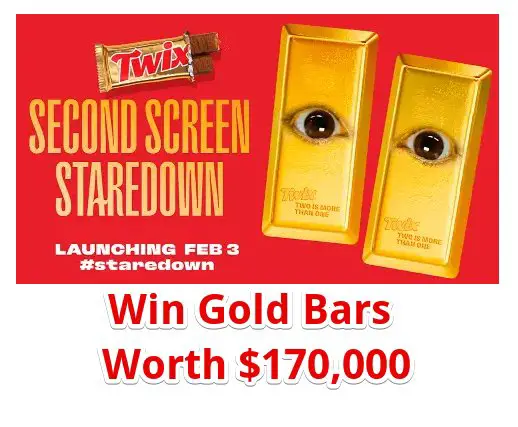 Twix Second Screen Staredown Contest – Win 2 Solid Gold Bars Worth $170,000