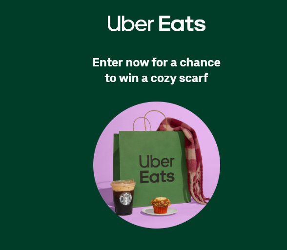 Uber Eats Best Fall Ever Sweepstakes - Win A $40 Maroon And White Checkered Scarf (13,025 Instant Winners)