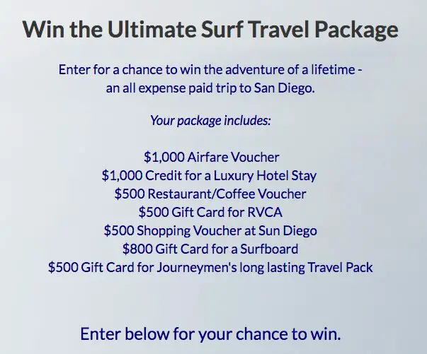 Ultimate Surf Travel Package Giveaway