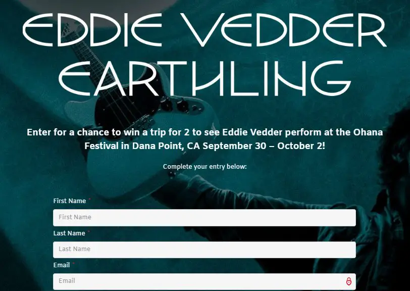 UMusic's Eddie Vedder Earthling Sweepstakes - Win A Trip To California To See Eddie Vedder Live In Concert