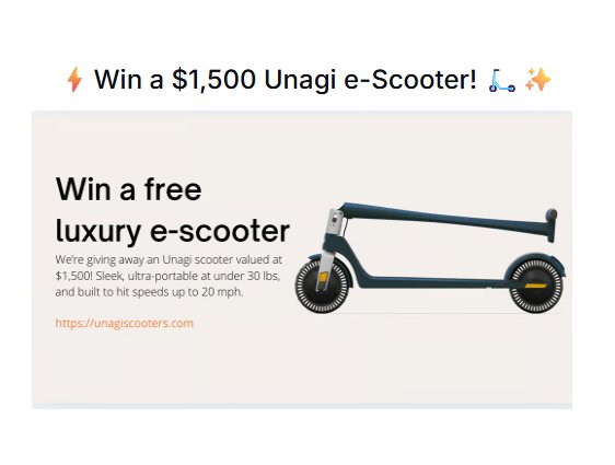 Unagi e-Scooter Giveaway - Win a $1,500 Unagi e-Scooter