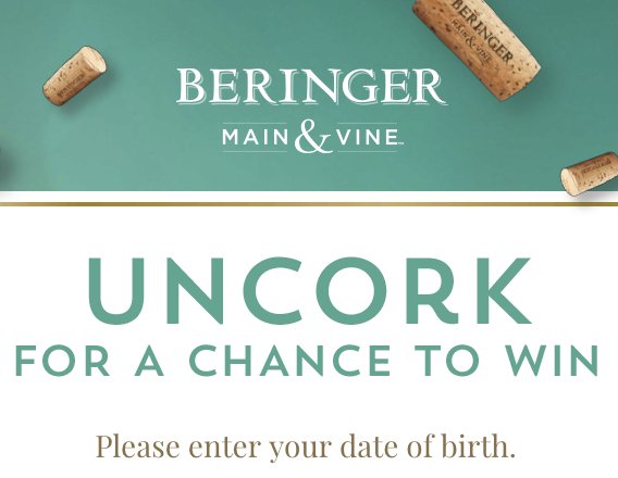 Uncork Main & Vine Wine Instant Win Game