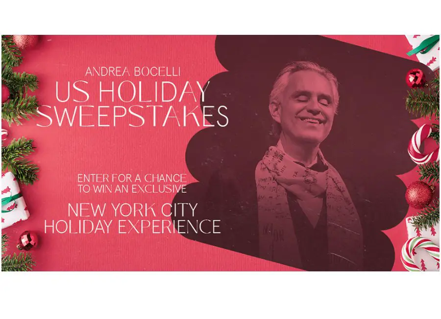 Universal Music Andrea Bocelli New York City Holiday Experience Flyaway Sweepstakes - Win A Trip For Two To New York
