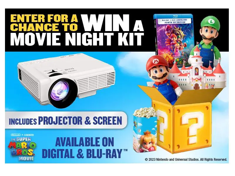 Universal Pictures Super Mario Bros. Movie Sweepstakes - Win A Home Projector Movie Package And More (10 Winners)