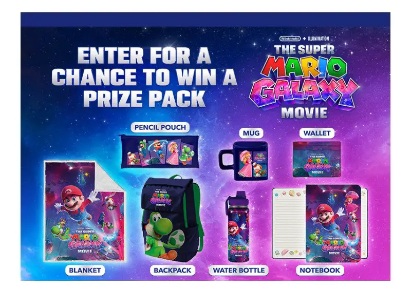 Universal Studios Super Mario Galaxy Movie Sweepstakes - Win A Super Mario Galaxy Movie Merch Collection (5 Winners)