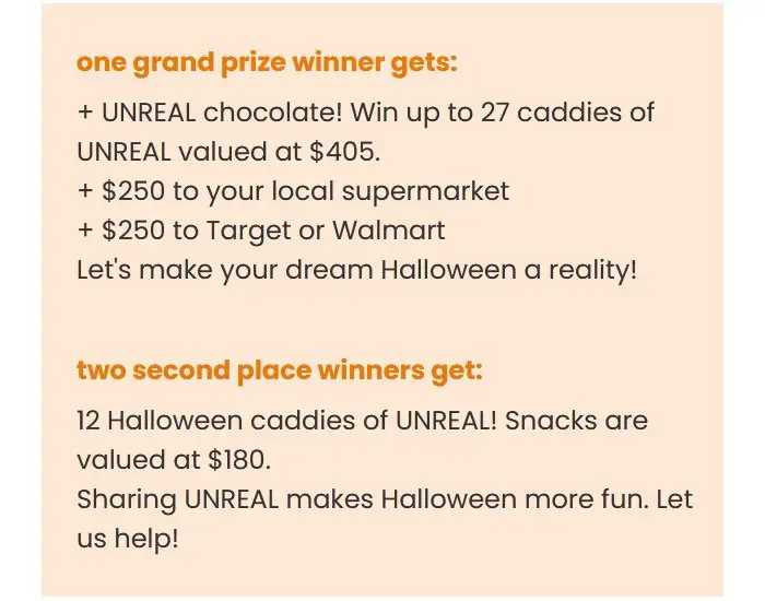UNREAL Halloween Sweepstakes - Win Chocolates and Gift Cards