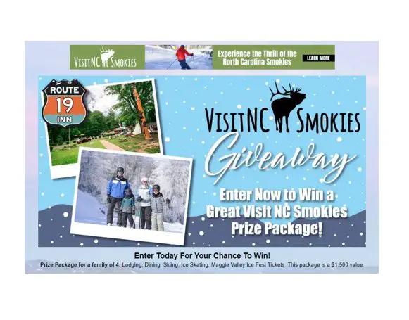 USA Today Visit NC Smokies Sweepstakes - Win A Vacation Package Including Lodging, Dining, Skiing, & More
