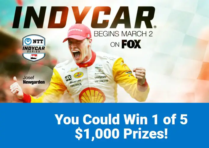 Valpak FOX Indycar $1,000 Sweepstakes - $1,000 Cash. 5 Winners