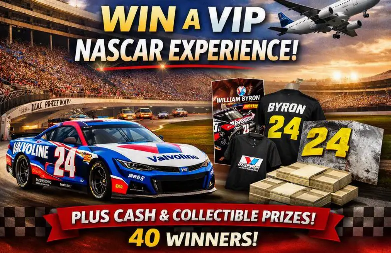 Valvoline Driving for A Dream Sweepstakes - Win a $5,000 NASCAR Charlotte Trip + William Byron Collectibles (42 Winners)