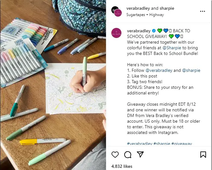 Vera Bradley Back to School Instagram Sweepstakes -  Win A Back To School Prize Pack
