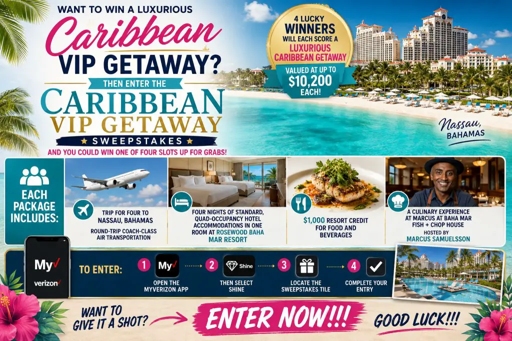 Verizon Caribbean VIP Getaway Sweepstakes – Win A Luxurious Caribbean Getaway (4 Winners)