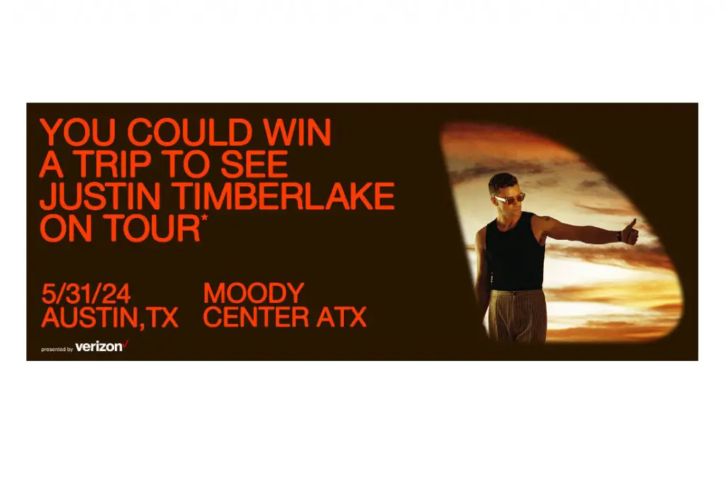 Verizon JT Austin Sweepstakes  - Win A Trip For 2 To A Justin Timberlake Concert