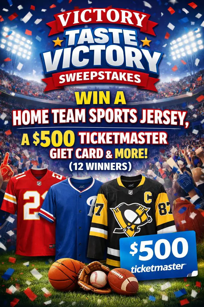 Victory Taste Victory Sweepstakes – Win A Home Team Sports Jersey, A $500 Ticketmaster Gift Card & More (12 Winners)