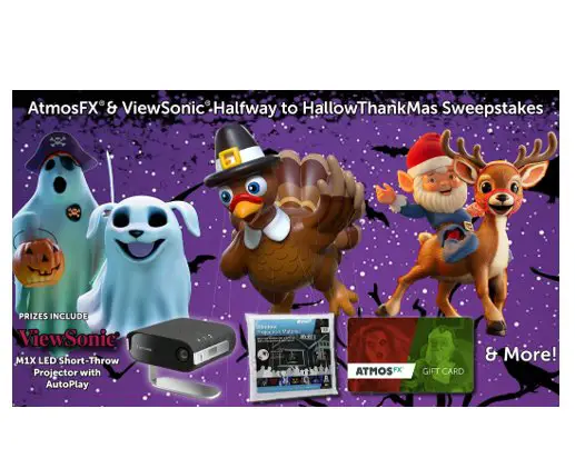 ViewSonic & AtmosFX Halfway to HallowThankMas Sweepstakes - Projector, Gift Card & Decorations Up For Grabs